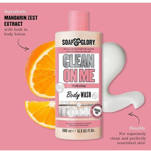 🦋 Soap & Glory Clean On Me Hydrating Body Wash New FullSz - Picture 2 of 5